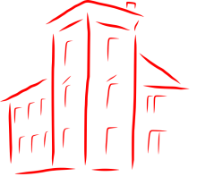 eine gezeichnete stilisierte Villa mit Turm